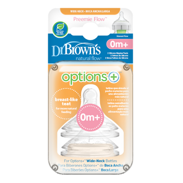 Dr Brown's Natural Flow Θηλή Σιλικόνης 0m+ Επίπεδο Πρόωρα Φαρ Θηλές από Σιλικόνη για 0+ μηνών 2τμχ